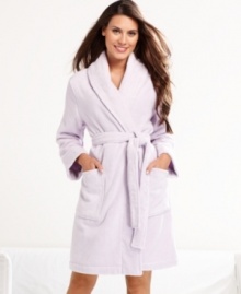Part of Charter Club's Spa Collection, the Short Luxe terry robe features folded cuffs and a front pocket on each side. Part of Charter Club's Spa Collection, the Short Luxe terry robe features folded cuffs and a front pocket on each side.
