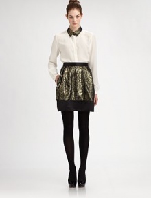 The glam begins with this glowing, golden brocade, in a pretty, full shape with soft pleats and satin trim.Smooth satin waistbandBold back zip closureSide-seam pocketsAll-round soft pleatsWide satin hemFully linedAbout 19 longCotton/polyester/metallicDry cleanImportedSIZE & FITModel shown is 5'9 (175cm) wearing US size 4. The glam begins with this glowing, golden brocade, in a pretty, full shape with soft pleats and satin trim.Smooth satin waistbandBold back zip closureSide-seam pocketsAll-round soft pleatsWide satin hemFully linedAbout 19 longCotton/polyester/metallicDry cleanImportedSIZE & FITModel shown is 5'9 (175cm) wearing US size 4.