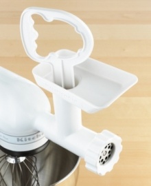 Streamline food preparation with the powerful KitchenAid Food Grinder Attachment. It attaches to any KitchenAid mixer to grind meats, vegetables or dried bread for breadcrumbs. Includes coarse-grinding plates, stomper and wrench. Style #FGA. Carries KitchenAid's hassle-free total replacement warranty as well as a 1-year full warranty. Streamline food preparation with the powerful KitchenAid Food Grinder Attachment. It attaches to any KitchenAid mixer to grind meats, vegetables or dried bread for breadcrumbs. Includes coarse-grinding plates, stomper and wrench. Style #FGA. Carries KitchenAid's hassle-free total replacement warranty as well as a 1-year full warranty.