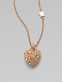 A playful piece with a star bead station that is plated in rose goldtone and encrusted in sparkling stones. Rose goldtone plated brassGlass stonesLength, about 31½Pendant size, about 1Spring ring closureImported A playful piece with a star bead station that is plated in rose goldtone and encrusted in sparkling stones. Rose goldtone plated brassGlass stonesLength, about 31½Pendant size, about 1Spring ring closureImported
