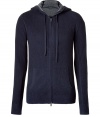 Casual hoodie jacket in a blue cotton blend - Classic hoodie cut, slim, sporty with long sleeves, zipper and slanted pockets - Stylish stripe lining - A fave basic for leisure, sports, clubs - All-arounder suitable for all casual looks, whether with sport pants, jeans or chinos