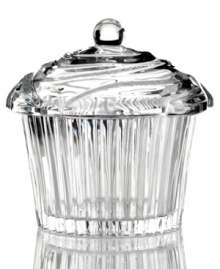 As sweet as its contents, Godinger's cupcake candy dish features a lid of sparkly glass frosting... with a cherry on top! As sweet as its contents, Godinger's cupcake candy dish features a lid of sparkly glass frosting... with a cherry on top!