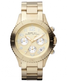 Precision gets glamorous with this golden chronograph watch from Marc by Marc Jacobs. Precision gets glamorous with this golden chronograph watch from Marc by Marc Jacobs.