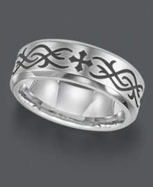 Express your Irish heritage in Celtic-inspired design. Triton ring features a unique, laser-engraved pattern set in cobalt. Ring features a comfort fit band (8 mm) with a slight beveled edge. Sizes 8-15. Express your Irish heritage in Celtic-inspired design. Triton ring features a unique, laser-engraved pattern set in cobalt. Ring features a comfort fit band (8 mm) with a slight beveled edge. Sizes 8-15.