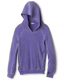 A distressed effect adds laid-back cool to this comfy thermal knit hoodie from Splendid.