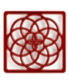Sitting pretty-complete your tabletop look with this striking enameled cast iron trivet. A durable and stylish design sets the scene for lasting memories and an incredible ease in your space. Sitting pretty-complete your tabletop look with this striking enameled cast iron trivet. A durable and stylish design sets the scene for lasting memories and an incredible ease in your space.