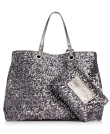 A classic silhouette gets a glam update in shimmery sequin that's absolutely eye-catching. The spacious interior features plenty of pockets to ensure all your belongings stay safe, while the complementary wristlet keeps ID, cash and cards close at hand. A classic silhouette gets a glam update in shimmery sequin that's absolutely eye-catching. The spacious interior features plenty of pockets to ensure all your belongings stay safe, while the complementary wristlet keeps ID, cash and cards close at hand.