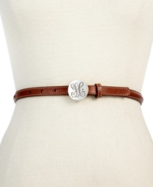 Add the perfect accent to your outfit with this classic design from Tommy Hilfiger. The square brass-tone buckle with signature-embossed detailing is presented on soft, saddle leather. Add the perfect accent to your outfit with this classic design from Tommy Hilfiger. The square brass-tone buckle with signature-embossed detailing is presented on soft, saddle leather.