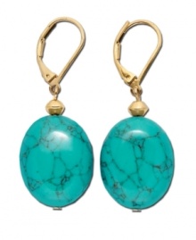 Dabble in the exotic with these fresh drops earrings by Lauren by Ralph Lauren. Semi-precious reconstituted turquoise stones set in gold tone mixed metal. Approximate drop: 3/4 inch. Dabble in the exotic with these fresh drops earrings by Lauren by Ralph Lauren. Semi-precious reconstituted turquoise stones set in gold tone mixed metal. Approximate drop: 3/4 inch.