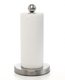 Take pride in your kitchen by keeping your countertops and other surfaces sparkling clean. This paper towel holder has a unique ratchet design and stands strong with a weighted, nonskid base, letting you pull and tear off paper with one hand. Limited lifetime warranty. Take pride in your kitchen by keeping your countertops and other surfaces sparkling clean. This paper towel holder has a unique ratchet design and stands strong with a weighted, nonskid base, letting you pull and tear off paper with one hand. Limited lifetime warranty.