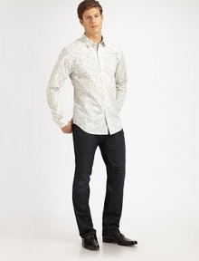 A slim-fit cotton style with a narrow point collar and cuffs.Button frontLong sleevesCottonDry cleanImported