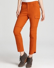 High-voltage color, svelte seaming and a cropped silhouette luxe-up the classic 10 Crosby Derek Lam cargo pants. The mid rise pairs with a slouchy sweater or a tucked-in tee with ease. High-voltage color, svelte seaming and a cropped silhouette luxe-up the classic 10 Crosby Derek Lam cargo pants. The mid rise pairs with a slouchy sweater or a tucked-in tee with ease.