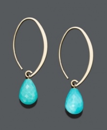 Liven up any look with a bright pop of color. A sweep of 14k gold highlights a faceted turquoise drop (7-3/8 mm). Approximate drop: 1-1/2 inches. Liven up any look with a bright pop of color. A sweep of 14k gold highlights a faceted turquoise drop (7-3/8 mm). Approximate drop: 1-1/2 inches.