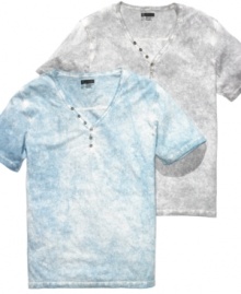Don't get tied down with boring t-shirt style with this tye-dyed y-neck shirt from INC International Concepts. Don't get tied down with boring t-shirt style with this tye-dyed y-neck shirt from INC International Concepts.