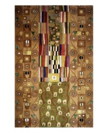 A mesmerizing montage, this rug offsets stripes of bold color against a sea of earth-toned swirls and dots. The eye-catching design places a modern twist on twentieth-century abstract art. Hand-tufted and hand-carved of plush wool.