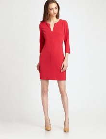 Statement-making mini dress with three-quarter sleeves and a split neckline. Split crewneckThree-quarter sleevesAbout 19 from natural waist71% triacetate/29% polyesterDry cleanImportedModel shown is 5'10 (177cm) wearing US size 2.OUR FIT MODEL RECOMMENDS ordering true size. 