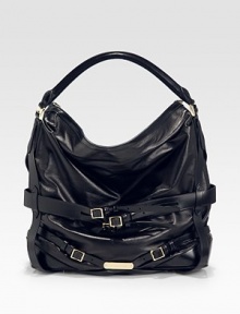 Stash your essentials in this slouchy leather silhouette, finished with buckled straps for a tailored look.Removable shoulder strap, 14 drop Top handle, 4 drop Protective metal feet Two inside zip pockets Cotton lining 14½W X 15H X 4¼D Imported Stash your essentials in this slouchy leather silhouette, finished with buckled straps for a tailored look.Removable shoulder strap, 14 drop Top handle, 4 drop Protective metal feet Two inside zip pockets Cotton lining 14½W X 15H X 4¼D Imported