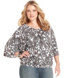 Team your go-to jeans with MICHAEL Michael Kors' plus size peasant top, flaunting a vivid paisley-print! (Clearance) Team your go-to jeans with MICHAEL Michael Kors' plus size peasant top, flaunting a vivid paisley-print! (Clearance)