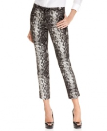 Walk on the wild side this summer with these python-printed MICHAEL Michael Kors cropped pants -- perfect for standout style! Walk on the wild side this summer with these python-printed MICHAEL Michael Kors cropped pants -- perfect for standout style!
