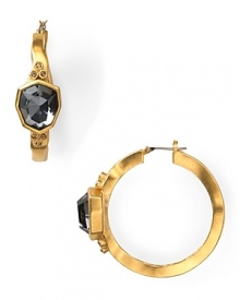 Bolder is better: T Tahari models statement style with this pair of hoop earrings, accented by allure-adding stones.