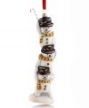 This whimsical trio is here to fill your winter wonderland with cheer. Crafted of mouth-blown glass in Poland, this painted snowman ornament from Vaillancourt is sure to bring joy to any Christmas tree.