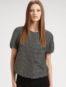 EXCLUSIVELY AT SAKS. Delicate stripes define the unique bubble silhouette of this sporty, gathered design.Jewel necklineConcealed button frontShort bubble sleevesDrawstring hemlineGathered detailsAbout 22 from shoulder to hem50% viscose/44% acetate/6% polyesterDry cleanImported of French fabricModel shown is 5'9½ (176cm) wearing US size 4. 