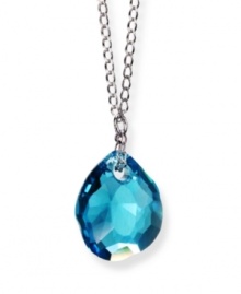 Sparkling like a tropical sea, this irresistible necklace is synonymous with summer fun. The blue zircon Swarovski crystal in an exclusive cut adds a splash of neon color to any outfit. Crafted in mixed metal. Approximate length: 15 inches. Approximate drop: 1-1/2 inches. Sparkling like a tropical sea, this irresistible necklace is synonymous with summer fun. The blue zircon Swarovski crystal in an exclusive cut adds a splash of neon color to any outfit. Crafted in mixed metal. Approximate length: 15 inches. Approximate drop: 1-1/2 inches.