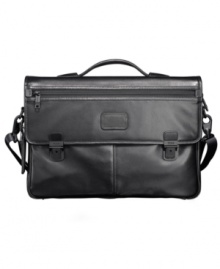 This updated flap brief offers sleek styling and modern features. Made from Tumi's soft, full-grain napa leather, this slim brief has a flap closure with secure tuck-lock key closures. This updated flap brief offers sleek styling and modern features. Made from Tumi's soft, full-grain napa leather, this slim brief has a flap closure with secure tuck-lock key closures.