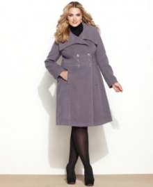 A flattering A-line silhouette elegantly defines Alfani's plus size coat-- it's a must-have for your dressy wardrobe.