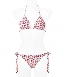 Add instant chic to your swim-ready style with this adorable bikini from Diane von Furstenberg - Classic triangle top with back dual tie closure, bottoms with side tie detail, all-over dot print - Pair with a sheer caftan, wedge heels, and a floppy sun hat Add instant chic to your swim-ready style with this adorable bikini from Diane von Furstenberg - Classic triangle top with back dual tie closure, bottoms with side tie detail, all-over dot print - Pair with a sheer caftan, wedge heels, and a floppy sun hat