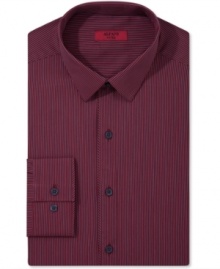 It's easy to make a statement in this striped, fitted dress shirt from Alfani RED.