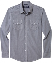 A super skinny stripe means there's more to this casual shirt from American Rag than meets the eye.