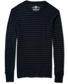 Heat up your everyday style with this warm and comfortable striped thermal shirt from American Rag. Heat up your everyday style with this warm and comfortable striped thermal shirt from American Rag.
