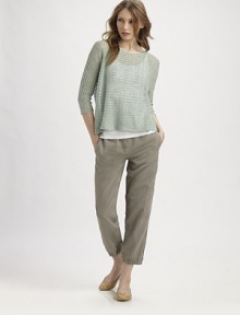 A romantic knit in a gorgeous muted hue with a flattering, relaxed fit.BoatneckThree-quarter sleevesAbout 23 from shoulder to hemLinenDry cleanImported of Italian fabric Model shown is 5'10 (177cm) wearing US size Small. 