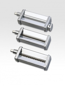 Lasagna, spaghetti, fettuccine, egg noodles, angel hair pasta, ravioli...you can make it all with this stainless steel trio. Includes pasta roller, fettuccine cutter, and linguine fine cutterStainless-steel designImported Lasagna, spaghetti, fettuccine, egg noodles, angel hair pasta, ravioli...you can make it all with this stainless steel trio. Includes pasta roller, fettuccine cutter, and linguine fine cutterStainless-steel designImported