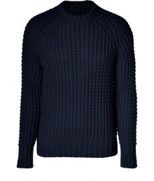 Chunky knit pullovers are a trend favorite must, and Jet Sets textural navy crew neck is an ultra contemporary choice - Rounded neckline, long sleeves, ribbed trim - Classic straight fit - Wear with everything from favorite tees and jeans to fitted button-downs and tailored trousers