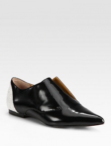 This two-tone leather staple is modernized with a refined point toe, laceless construction and pebbled detailing. Leather upperPoint toeLeather lining and solePadded insoleImported This two-tone leather staple is modernized with a refined point toe, laceless construction and pebbled detailing. Leather upperPoint toeLeather lining and solePadded insoleImported