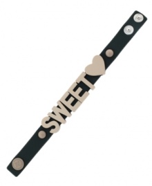 Everyone knows you're a sweetheart. Wear it well in BCBGeneration's chic black leather bracelet with cream-plated mixed metal letters and snaps. Approximate length: 8-1/2 inches. Everyone knows you're a sweetheart. Wear it well in BCBGeneration's chic black leather bracelet with cream-plated mixed metal letters and snaps. Approximate length: 8-1/2 inches.