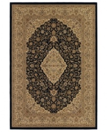 A flourish of ebony, cream and gold florals and medallions create a timeless tradition in the Tamena area rug from Couristan. Woven of heat-set Courton™ polypropylene, a synthetic fiber that's meticulously crafted for durability. A flourish of ebony, cream and gold florals and medallions create a timeless tradition in the Tamena area rug from Couristan. Woven of heat-set Courton™ polypropylene, a synthetic fiber that's meticulously crafted for durability.