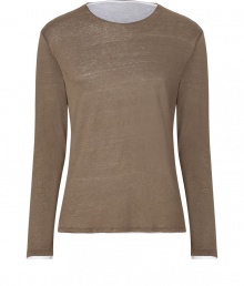 Stylish t-shirt in fine, pure cotton - On-trend layered look in classically cool shades of light brown and white - Ultra-soft, summer weight material - Crew neck and long, fitted sleeves - Slim, straight cut tapers slight.y through waist - A modern twist on a venerable wardrobe basic - Wear solo or beneath a blazer and pair with jeans, khakis and shorts Stylish t-shirt in fine, pure cotton - On-trend layered look in classically cool shades of light brown and white - Ultra-soft, summer weight material - Crew neck and long, fitted sleeves - Slim, straight cut tapers slight.y through waist - A modern twist on a venerable wardrobe basic - Wear solo or beneath a blazer and pair with jeans, khakis and shorts