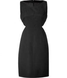 Seductive black dress in fine viscose - Classic case cut- Hem falls at the knee - Concealed zip at back - Sexy choice for parties and evening events - Wear with stilettos and clutch Seductive black dress in fine viscose - Classic case cut- Hem falls at the knee - Concealed zip at back - Sexy choice for parties and evening events - Wear with stilettos and clutch