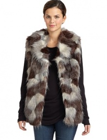 THE LOOKVariegated faux fur design Shawl collarFront fur hook closuresSleevelessSeam pocketsTHE FITAbout 26 from shoulder to hemTHE MATERIALPolyester/acrylicCARE & ORIGINDry cleanImportedModel shown is 5'10 (177cm) wearing US size Small. THE LOOKVariegated faux fur design Shawl collarFront fur hook closuresSleevelessSeam pocketsTHE FITAbout 26 from shoulder to hemTHE MATERIALPolyester/acrylicCARE & ORIGINDry cleanImportedModel shown is 5'10 (177cm) wearing US size Small.