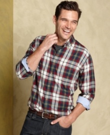 Pattern problems? Stay classic with this plaid shirt from Tommy Hilfiger.