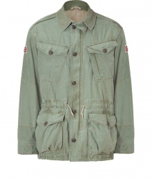 Channel the look of the moment in this rugged-cool parka from Polo Ralph Lauren - Spread collar, front button placket, drawstring waist, front flap and cargo pockets, British flag patches at shoulder -Wear with jeans or chinos, a pullover, and motorcycle boots Channel the look of the moment in this rugged-cool parka from Polo Ralph Lauren - Spread collar, front button placket, drawstring waist, front flap and cargo pockets, British flag patches at shoulder -Wear with jeans or chinos, a pullover, and motorcycle boots