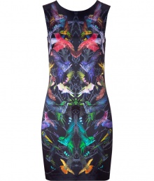 Work an artful accent into your sharply tailored looks with McQ Alexander McQueens kaleidoscopic hummingbird print dress, detailed in stretch silk for a flawless feminine fit - Rounded neckline, sleeveless, hidden back zip - Tailored fit - Team with sky-high platforms and a lady-chic handbag