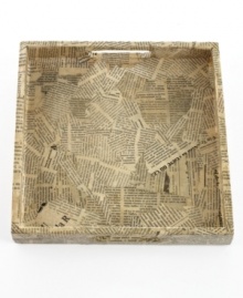 Newsflash: shredded bits of French newspaper make every Heart of Haiti tray truly one of a kind, but each tell the story of Haiti's dedicated artisans. Use for serving drinks, organizing cosmetics or corralling magazines.