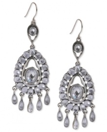 Eclectic elegance. Lucky Brand's chandelier earrings are crafted from silver-tone mixed metal with simulated quartz accents for a glamorous touch. Approximate drop: 2-3/4 inches. Eclectic elegance. Lucky Brand's chandelier earrings are crafted from silver-tone mixed metal with simulated quartz accents for a glamorous touch. Approximate drop: 2-3/4 inches.