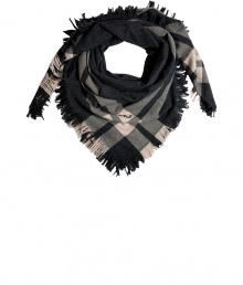 Finish your outfit on a Downtown-cool note with Marc by Marc Jacobs utilitarian-chic fringed plaid army blanket scarf - Square-shaped - Wrap around rugged looks, or team with timeless-classic tailored outerwear