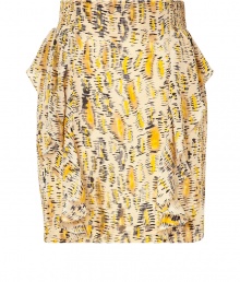 Channel the look of the new season in this ultra-chic printed skirt from Sienna Millers Twenty8twelve label - Mini silhouette, banded waist, ruffle front detail with back peplum - Style with opaque tights, a fitted top, and platform pumps Channel the look of the new season in this ultra-chic printed skirt from Sienna Millers Twenty8twelve label - Mini silhouette, banded waist, ruffle front detail with back peplum - Style with opaque tights, a fitted top, and platform pumps