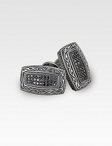 Classic sterling silver is modernized with rich Sparta engraving and diamond-cut sapphires across the front. 1.94 tcw About 1 long Made in USA Classic sterling silver is modernized with rich Sparta engraving and diamond-cut sapphires across the front. 1.94 tcw About 1 long Made in USA